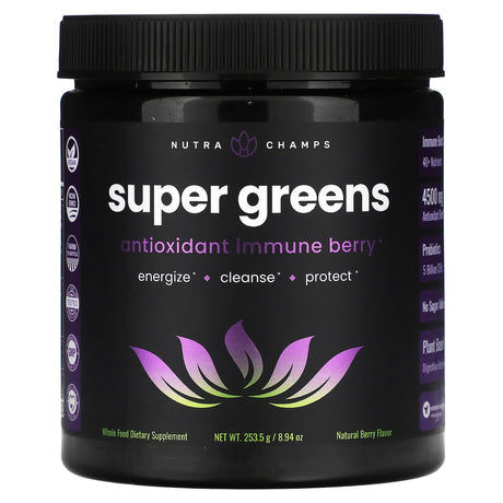 NutraChamps, Super Greens, Natural Berry, 8.94 oz (253.5 g) - Supply Center USA