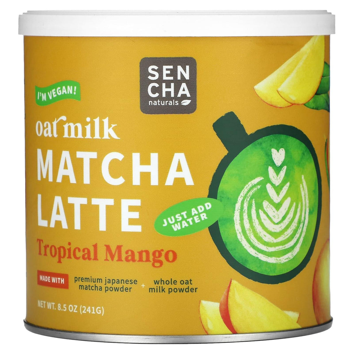 Sencha Naturals, Oat Milk, Matcha Latte, Tropical Mango, 8.5 oz (241 g) - Supply Center USA