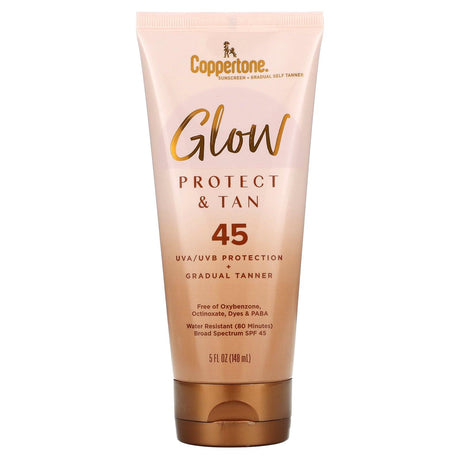 Coppertone, Glow, Protect & Tan, SPF 45, 5 fl oz (148 ml) - Supply Center USA