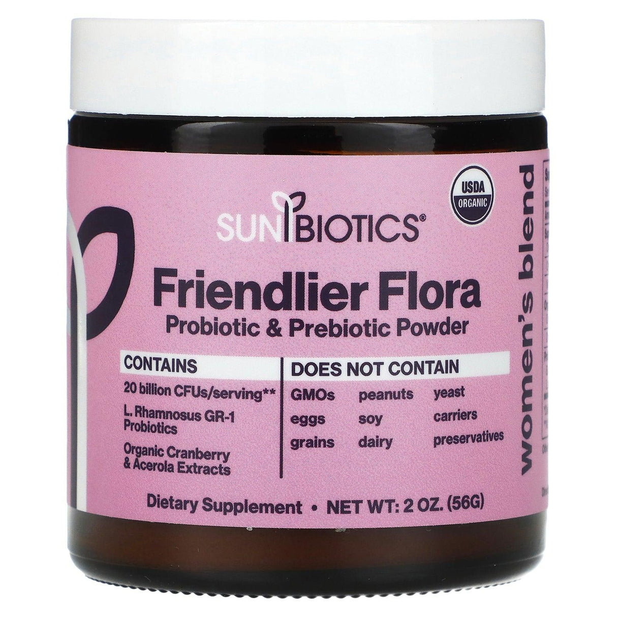 Sunbiotics, Friendlier Flora, Women's Blend, Probiotic & Prebiotic Powder, 2 oz (56 g) - Supply Center USA