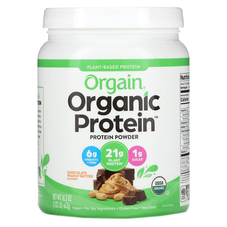 Orgain, Organic Protein Powder, Plant Based, Chocolate Peanut Butter , 1.02 (462 g) - Supply Center USA