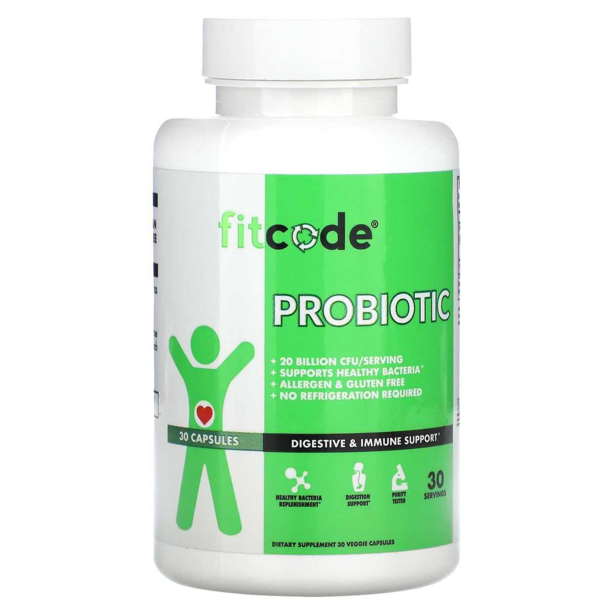 FITCODE, Probiotic, 30 Veggie Capsules - Supply Center USA