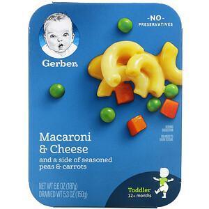 Gerber, Macaroni & Cheese and a Side of Seasoned Peas & Carrots, 12+ Months, 6.6 oz (187 g) - HealthCentralUSA