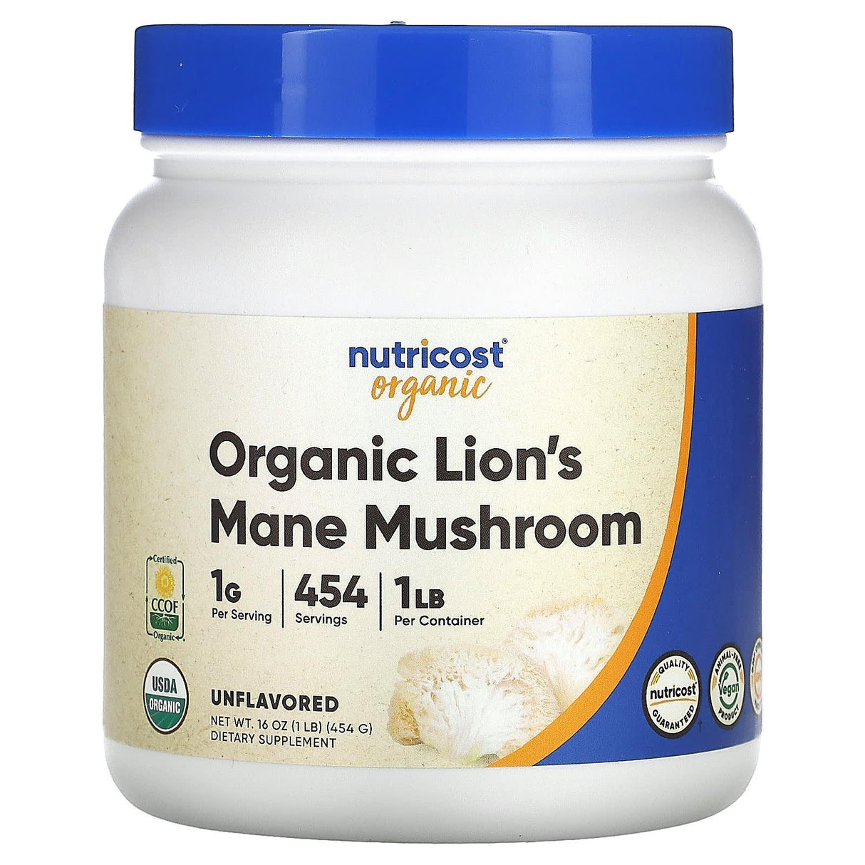 Nutricost, 100% Organic Lion's Mane Mushroom, Unflavored, 4 oz (113 g) - Supply Center USA