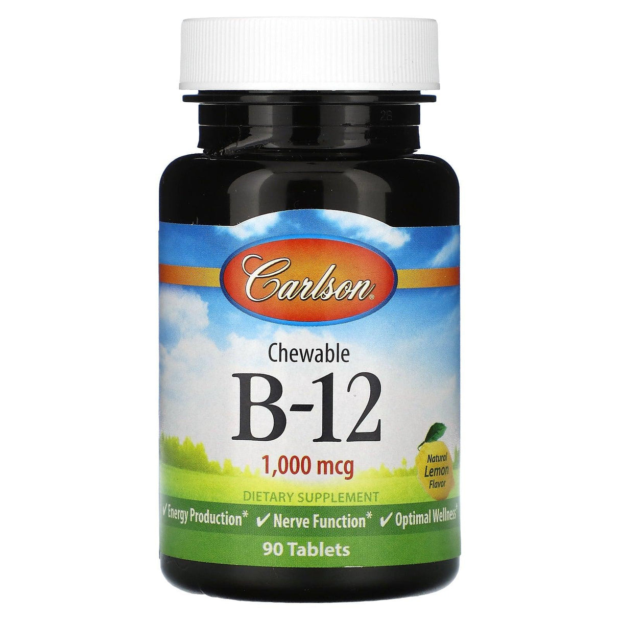 Carlson, Chewable Vitamin B-12, Lemon, 1,000 mcg, 90 Tablets - Supply Center USA