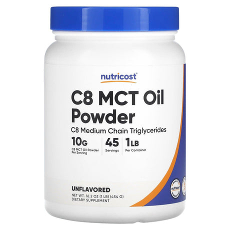 Nutricost, C8 MCT Oil Powder, Unflavored, 16.2 oz (454 g) - Supply Center USA