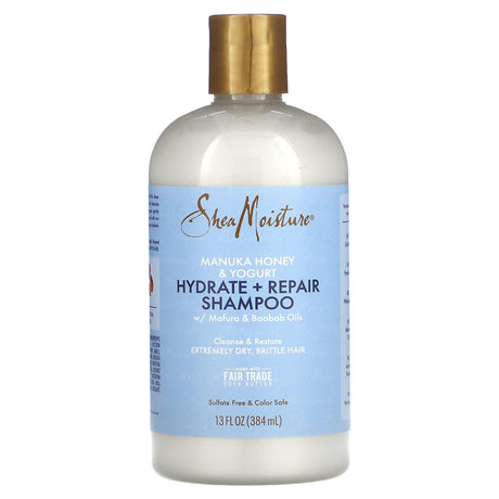 SheaMoisture, Manuka Honey & Yogurt, Hydrate + Repair Shampoo with Mafura & Baobab Oils, 13 fl oz (384 ml) - Supply Center USA