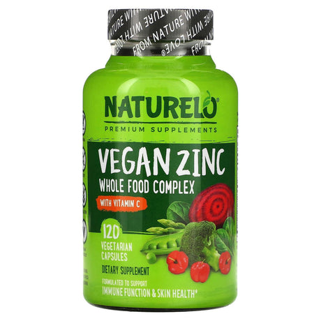 NATURELO, Vegan Zinc with Vitamin C, 120 Vegetarian Capsules - Supply Center USA