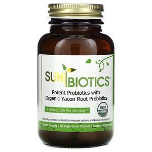 Sunbiotics, Potent Probiotics With Organic Yacon Root Prebiotics, 30 Vegetarian Tablets - HealthCentralUSA