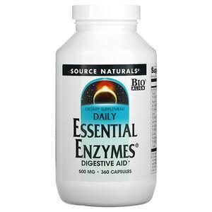 Source Naturals, Daily Essential Enzymes, Digestive Aid, 500 mg, 360 Capsules - Supply Center USA