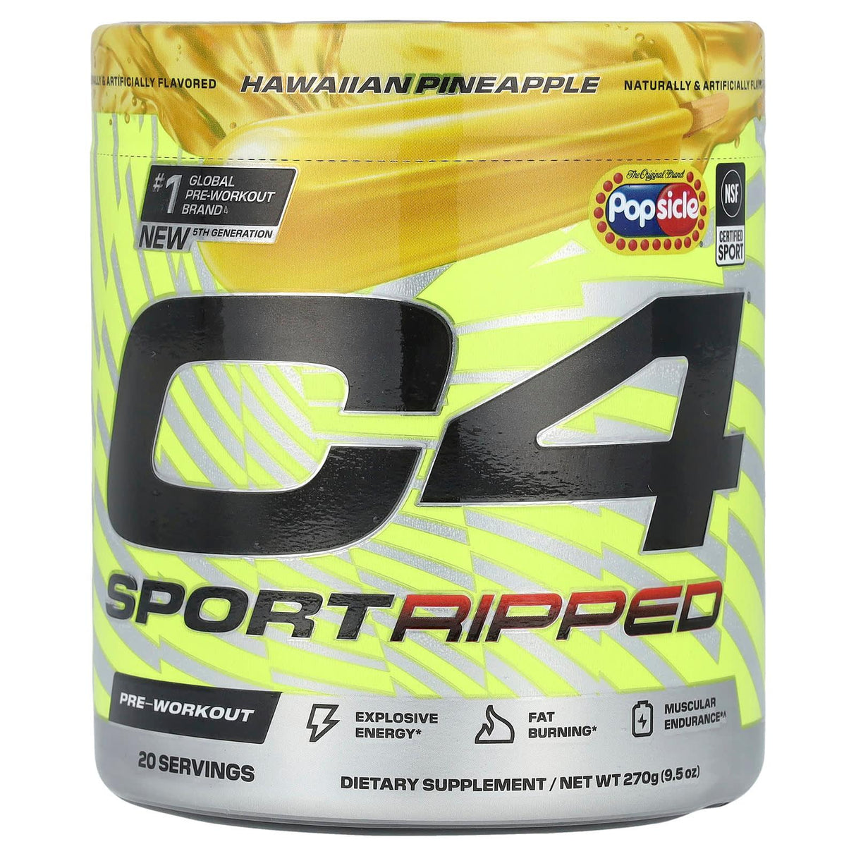 Cellucor, C4 Sport Ripped, Pre-Workout, Popsicle®, Hawaiian Pineapple, 9.5 oz (270 g) - Supply Center USA