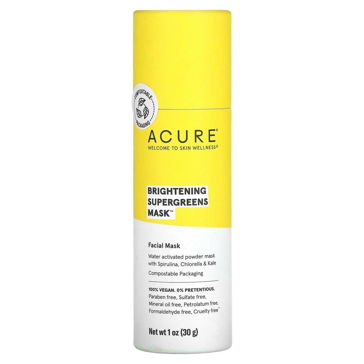 ACURE, Brightening Supergreens Beauty Mask, 1 oz (30 g) - Supply Center USA