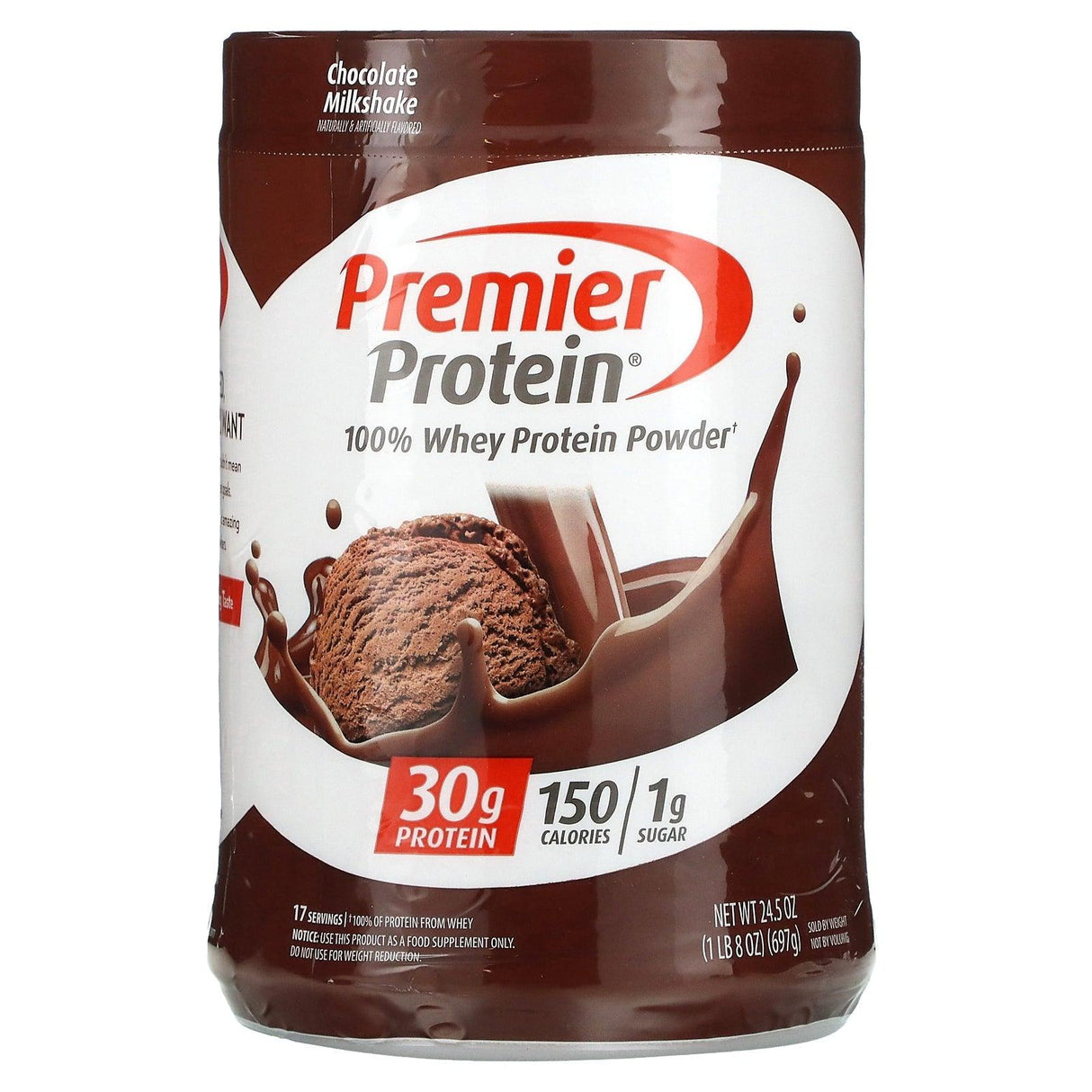 Premier Protein, 100% Whey Protein Powder, Chocolate Milkshake, 1 lb 8 oz (697 g) - Supply Center USA