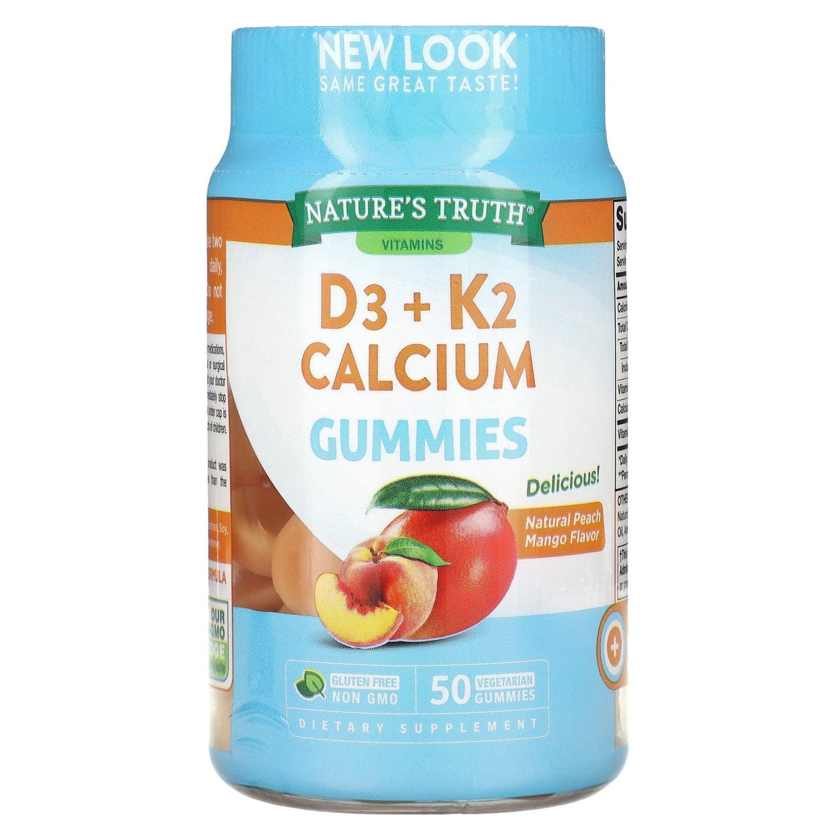 Nature's Truth, Vitamins, D3+K2 Calcium, Natural Peach Mango, 50 Vegetarian Gummies - Supply Center USA