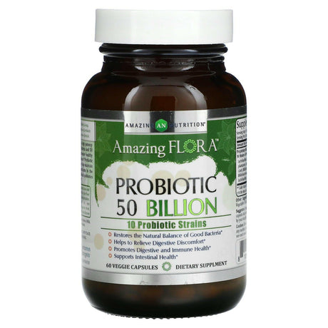 Amazing Nutrition, Amazing Flora, Probiotic, 50 Billion, 60 Veggie Capsules - Supply Center USA