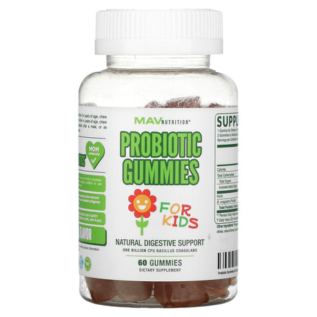 MAV Nutrition, Probiotic Gummies, For Kids, 1 Billion CFU, 60 Gummies - Supply Center USA