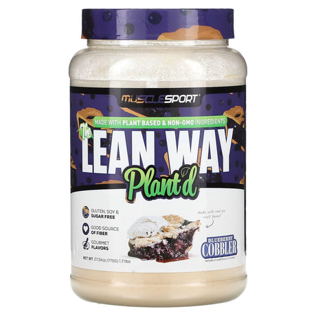 MuscleSport, The Lean Whey, Plant'd, Blueberry Cobbler, 1.7 lbs (775 g) - Supply Center USA