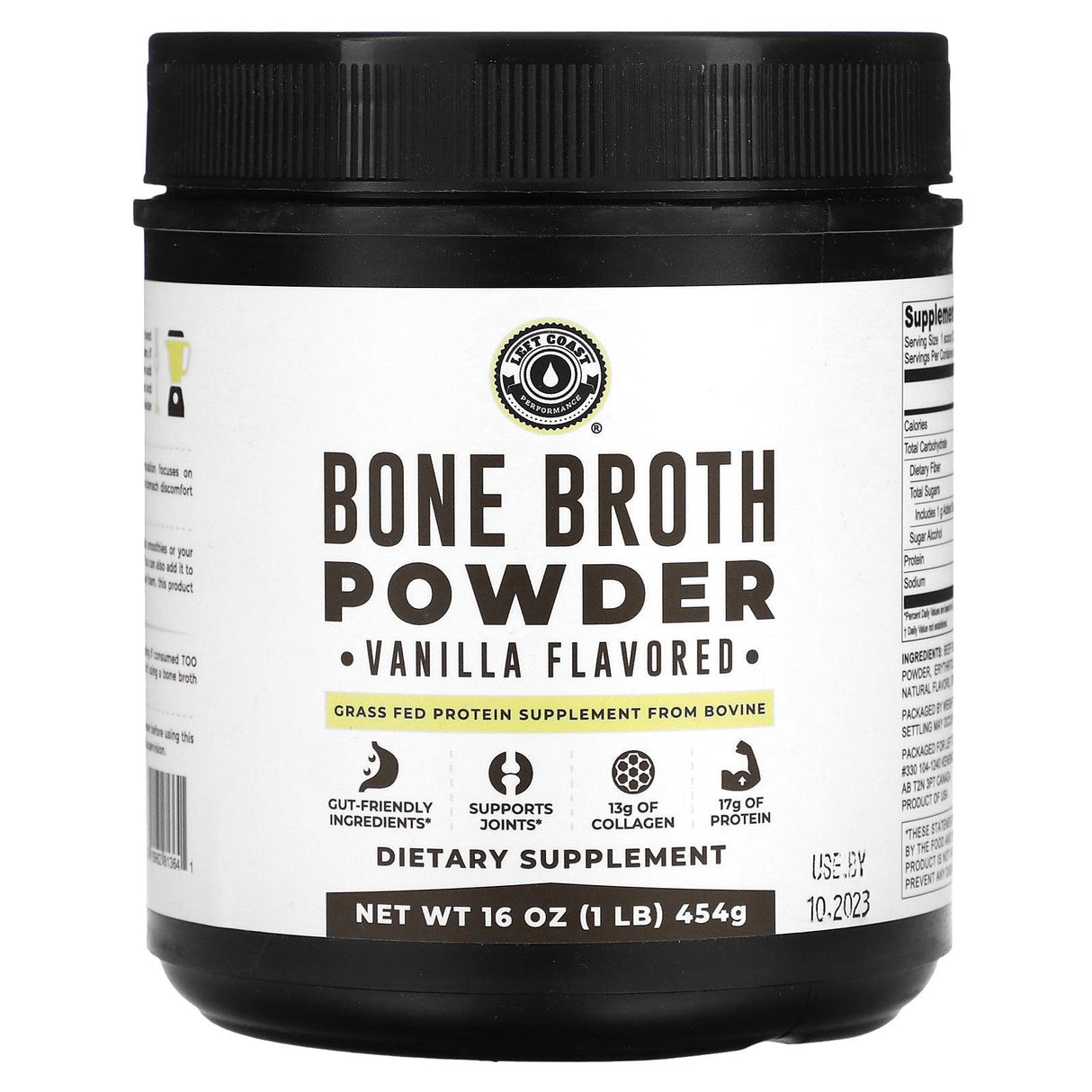 Left Coast Performance, Bone Broth Powder, Vanilla, 1 lb (454 g) - Supply Center USA