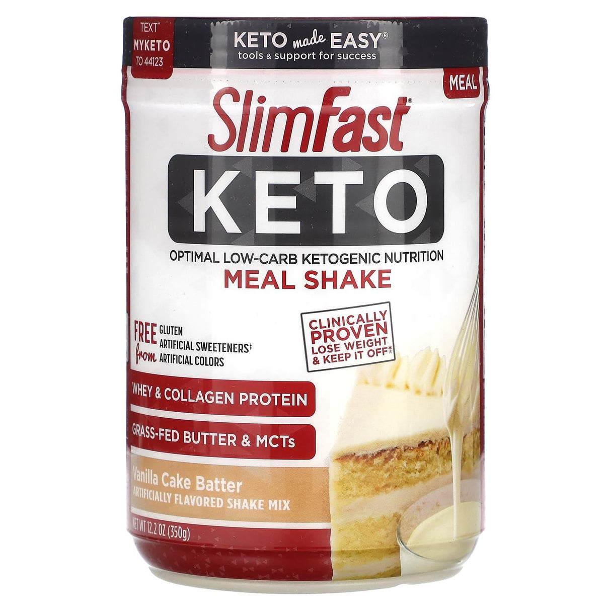 SlimFast, Keto Meal Shake, Vanilla Cake Batter, 12.2 oz (350 g) - Supply Center USA