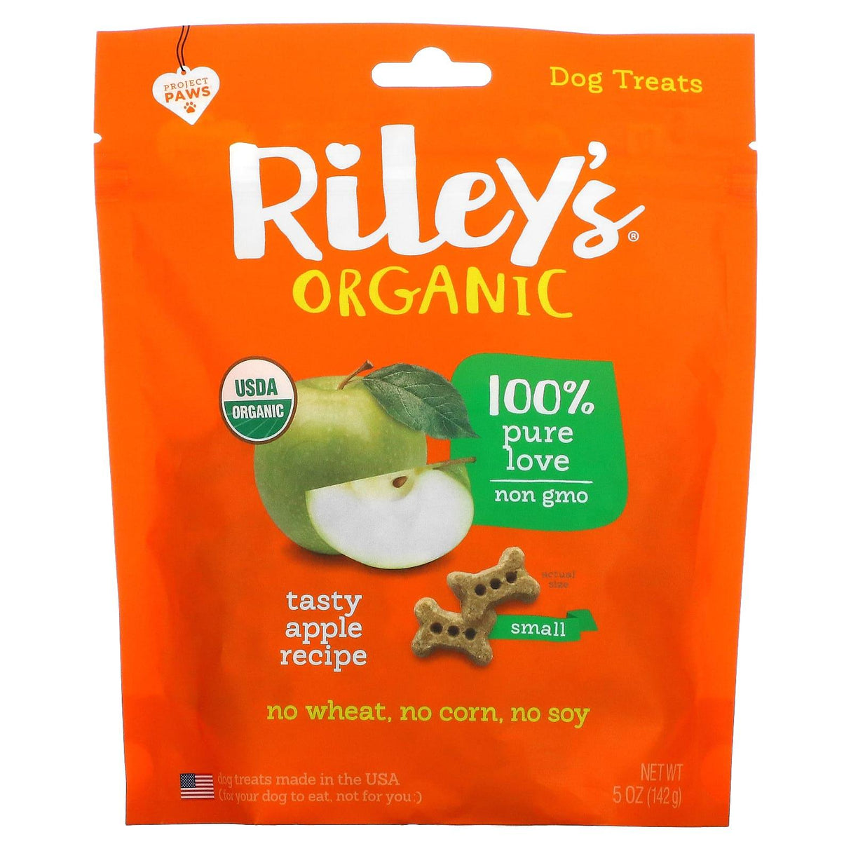 Riley’s Organics, Dog Treats, Small Bone, Tasty Apple Recipe, 5 oz (142 g) - Supply Center USA