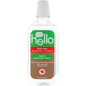 Hello, Kids Rinse, Fluoride Free + No Alcohol, Organic Watermelon Flavor, 16 fl oz (473 ml) - Supply Center USA