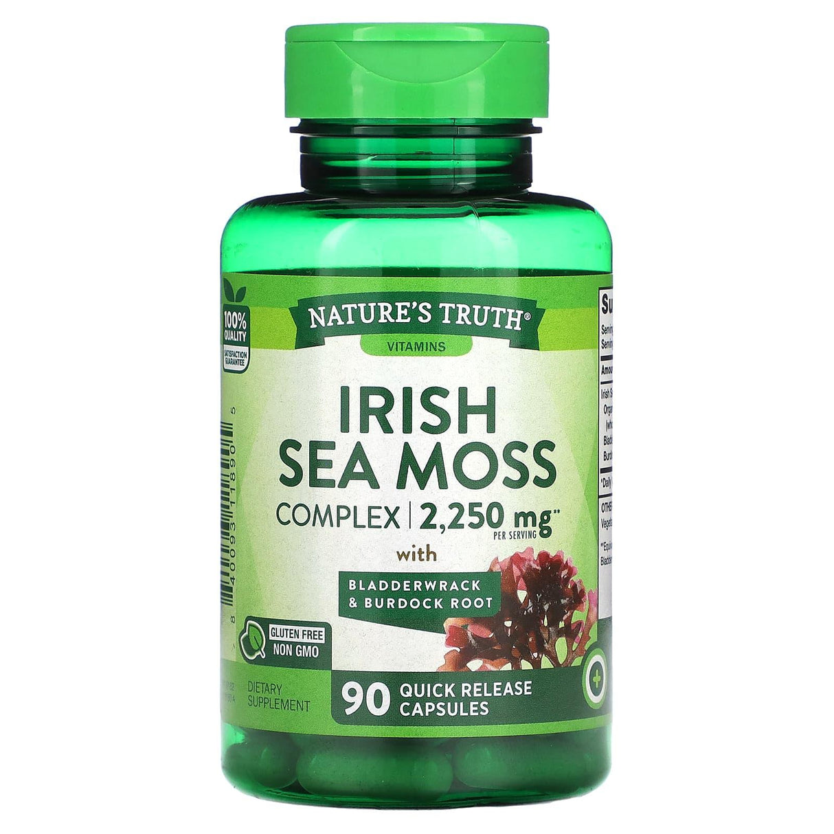 Nature's Truth, Irish Sea Moss Complex with Bladderwrack & Burdock Root, 750 mg, 90 Quick Release Capsules - Supply Center USA