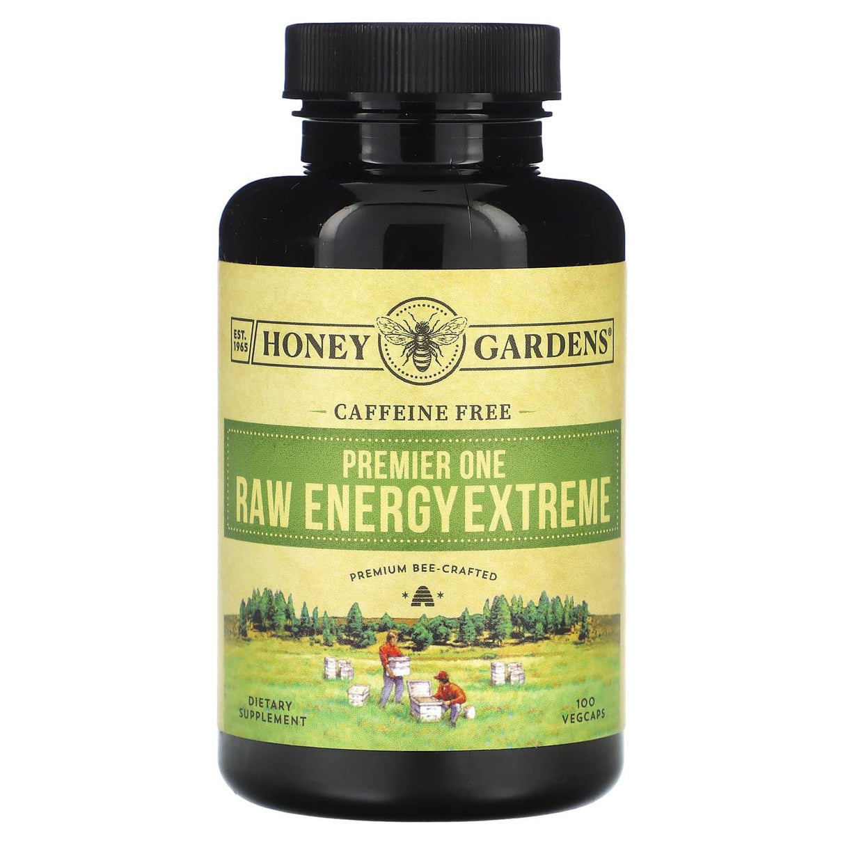 Honey Gardens, Premier One, Raw Energy Extreme, Caffeine Free, 100 Vegcaps - Supply Center USA