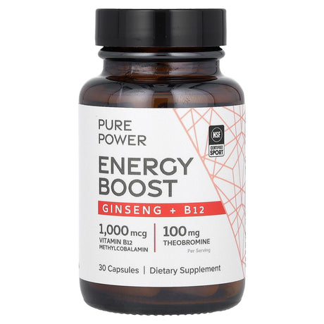 Dr. Mercola, Pure Power, Energy Boost, Ginseng + B12, 30 Capsules - Supply Center USA