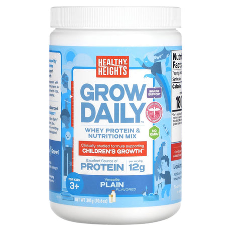 Healthy Heights, Grow Daily, Whey Protein & Nutrition Mix, For Kids 3+, Plain, 10.6 oz (301 g) - Supply Center USA