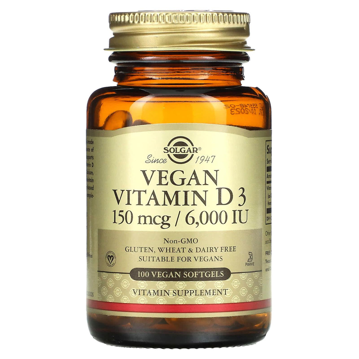 Solgar, Vegan Vitamin D3, 150 mcg / 6,000 IU, 100 Vegan Softgels - Supply Center USA