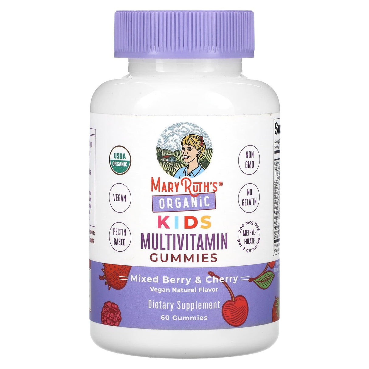 MaryRuth's, Organic Kids Multivitamin Gummies, Mixed Berry & Cherry, 60 Gummies - Supply Center USA