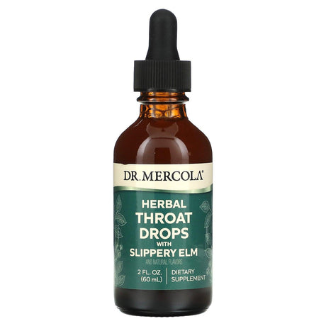 Dr. Mercola, Herbal Throat Drops with Slippery Elm, 2 fl oz (60 ml) - Supply Center USA