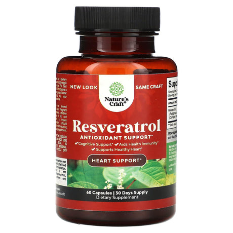 Nature's Craft, Resveratrol, Antioxidant Support, 60 Capsules - Supply Center USA