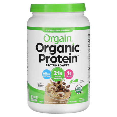 Orgain, Organic Protein Powder, Iced Coffee, 2.03 lbs (920 g) - Supply Center USA