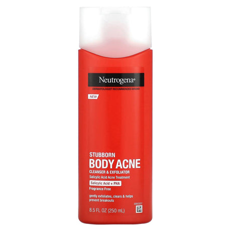 Neutrogena, Stubborn Body Acne Cleanser & Exfoliator, Fragrance Free, 8.5 fl oz (250 ml) - Supply Center USA