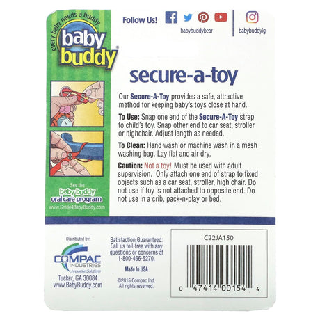 Baby Buddy, Secure-A-Toy, 4+ Months, Pink and Purple, 2 Straps - Supply Center USA