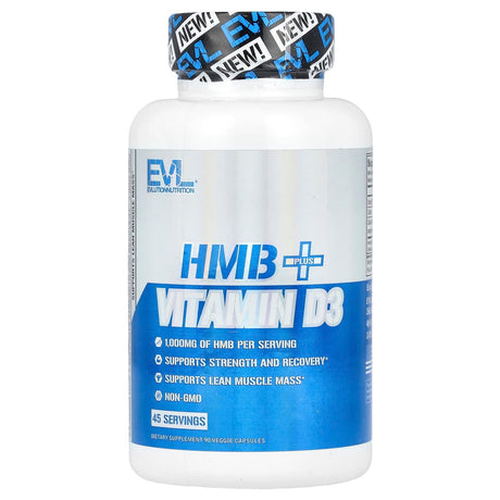 EVLution Nutrition, HMB + Vitamin D3, 90 Veggie Capsules - Supply Center USA