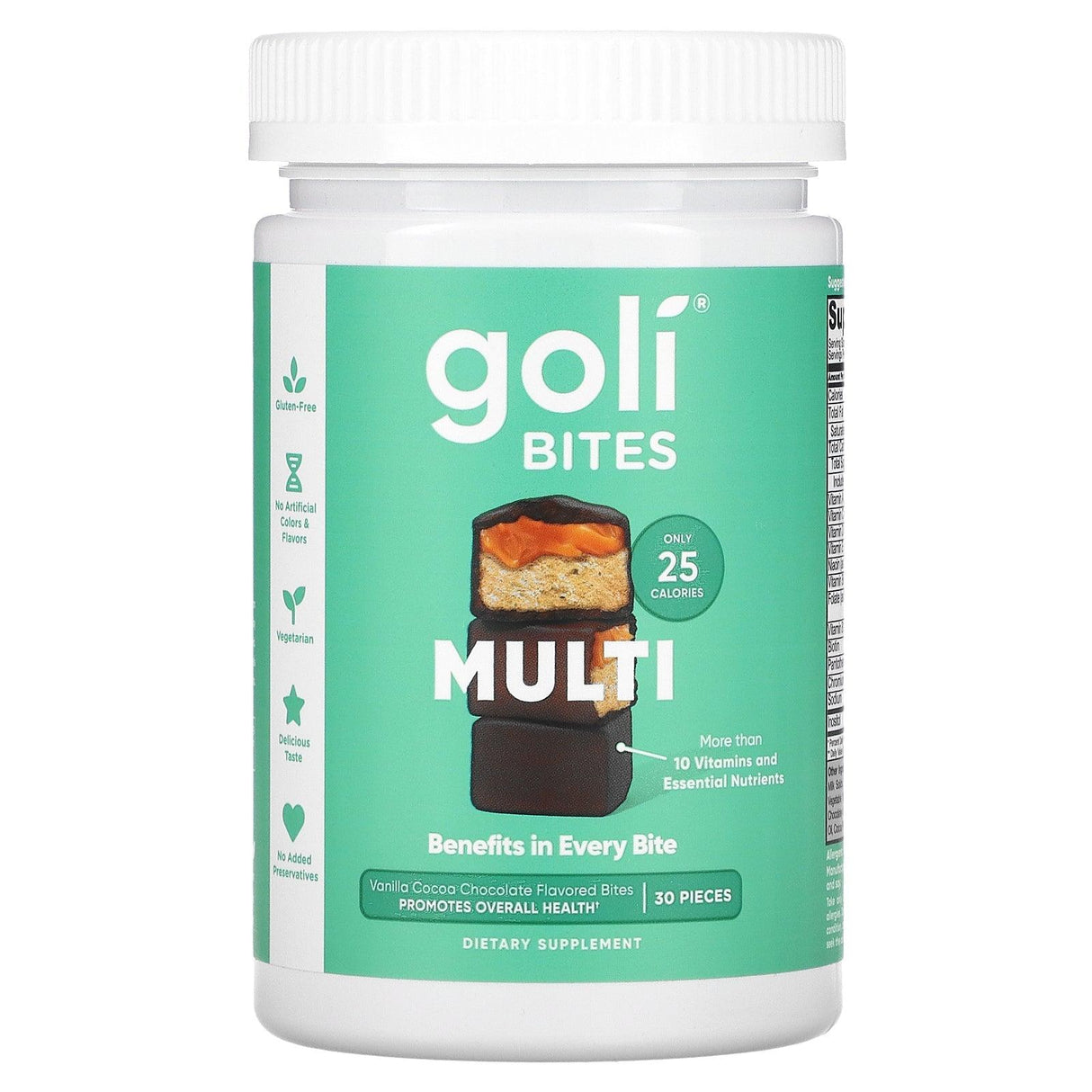 Goli Nutrition, Multi Bites, Vanilla Cocoa Chocolate, 30 Pieces - Supply Center USA