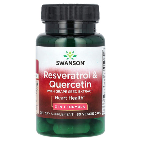 Swanson, Resveratrol & Quercetin with Grape Seed Extract, 30 Veggie Caps - Supply Center USA