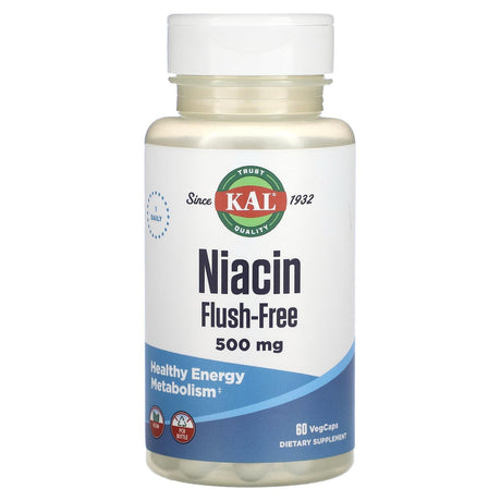 KAL, Niacin, Flush-Free, 500 mg, 60 VegCaps - Supply Center USA