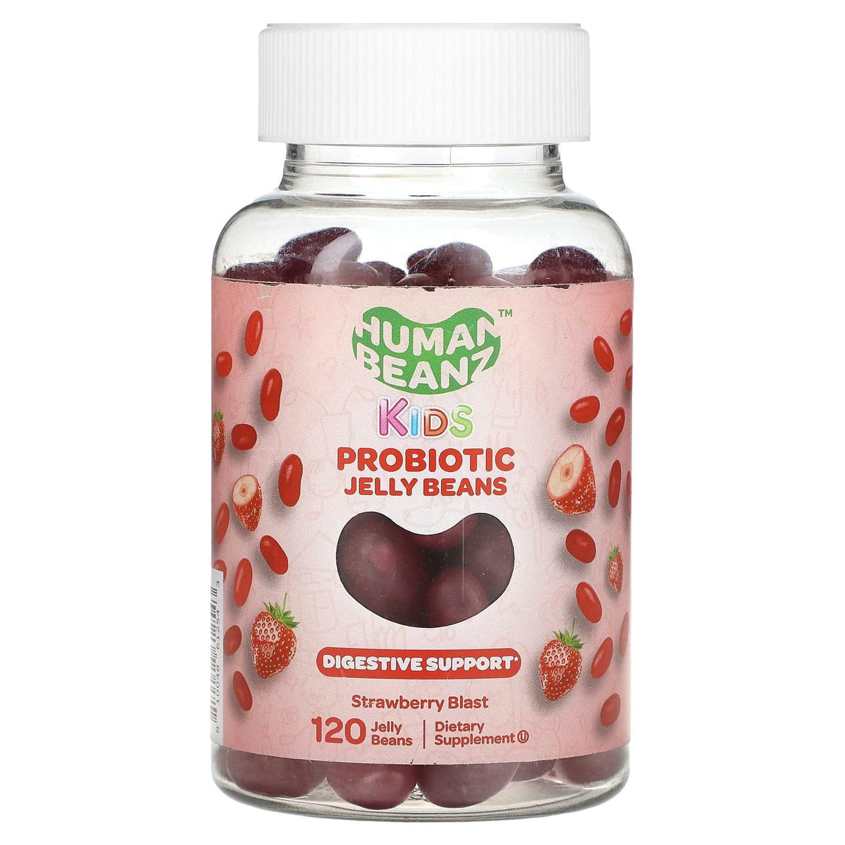 Human Beanz, Kids, Probiotic Jelly Beans, Strawberry Blast, 120 Jelly Beans - Supply Center USA