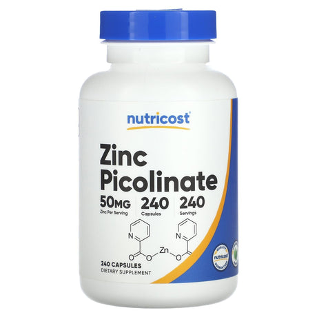 Nutricost, Zinc Picolinate, 50 mg, 240 Capsules - Supply Center USA