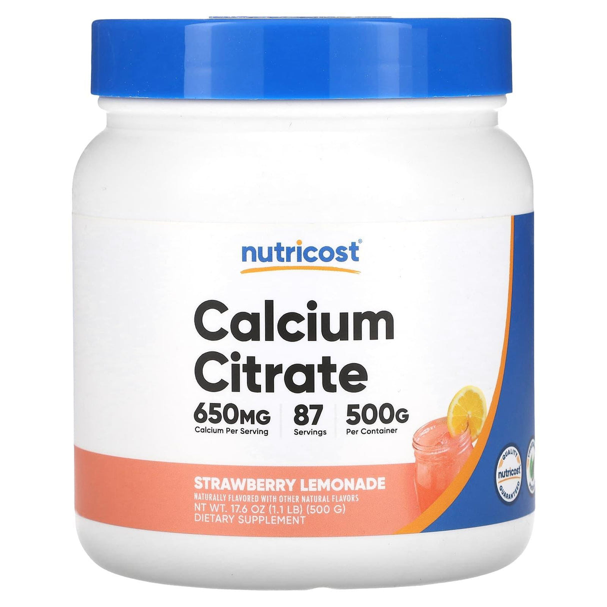 Nutricost, Calcium Citrate, Strawberry Lemonade, 17.6 oz (500 g) - Supply Center USA