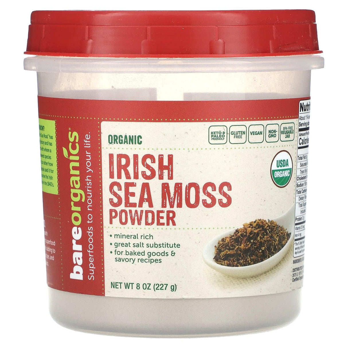 BareOrganics, Organic Irish Sea Moss Powder, 8 oz (227 g) - Supply Center USA