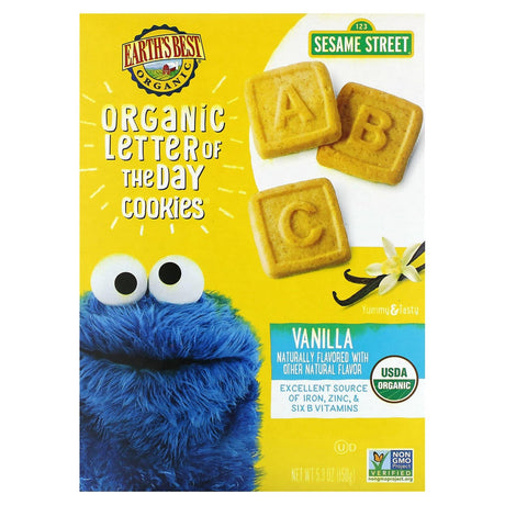 Earth's Best, Organic Letter of the Day Cookies, For Ages 2+, Vanilla, 5.3 oz (150 g) - Supply Center USA