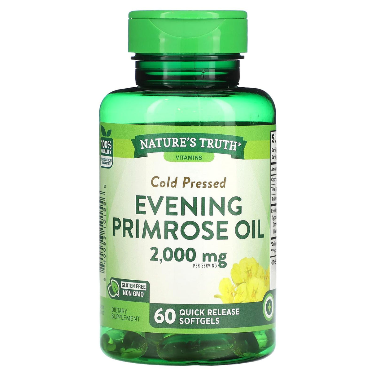 Nature's Truth, Cold Pressed, Evening Primrose Oil, 1,000 mg, 60 Quick Release Softgels - Supply Center USA