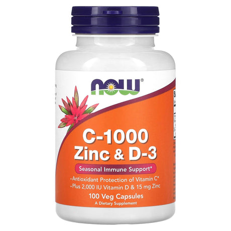 NOW Foods, C-1000 Zinc & D-3, 100 Veg Capsules - Supply Center USA