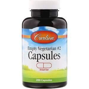 Carlson Labs, Empty Vegetarian #2 Capsules, 200 Capsules - Supply Center USA