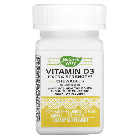 Nature's Way, Vitamin D3, Extra Strength, Chocolate, 50 mcg (2,000 IU), 90 Sugar-Free Tablets - Supply Center USA