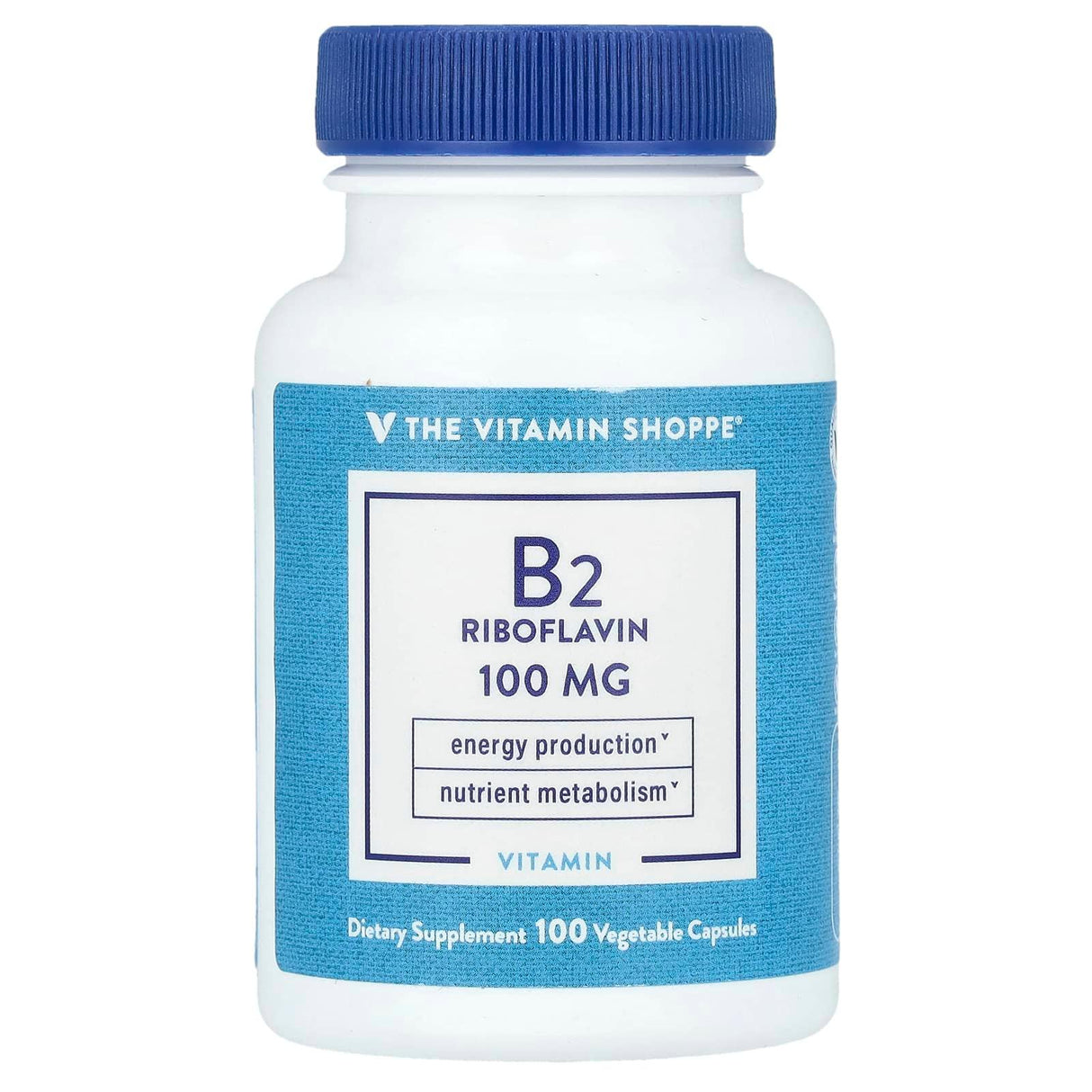 The Vitamin Shoppe, Vitamin B2 Riboflavin, 100 mg, 100 Vegetable Capsules - Supply Center USA